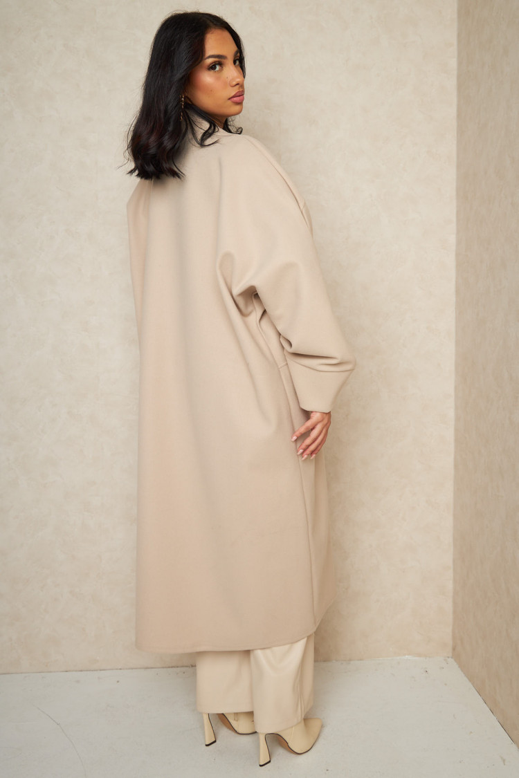 Veste longue ouverte texturée beige
