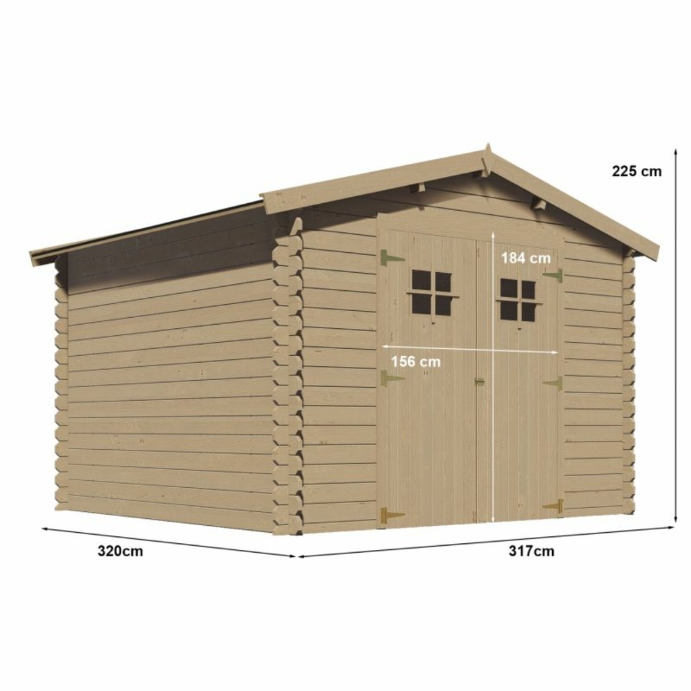 Abri de jardin meribel de 10 m² en bois de pin ép. 19 mm