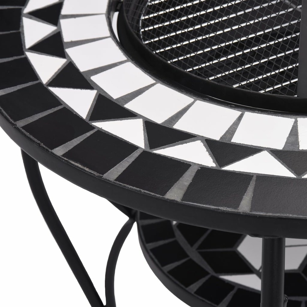 Table de foyer mosaïque noir et blanc 68 cm céramique