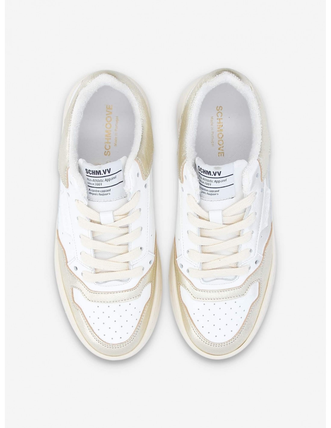 schmoove baskets de ville femme smatch new trainer cuir blanc/or