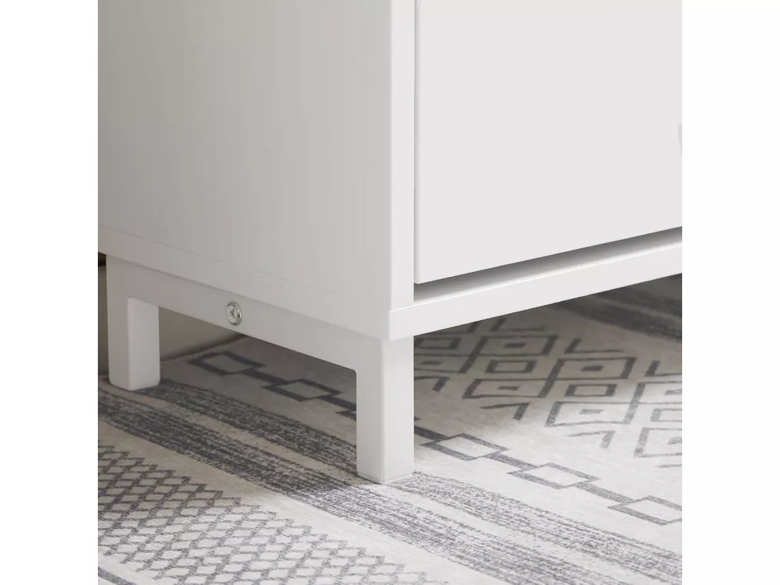 SoBuy Banc Chaussures, Rangement pour Chaussures, Armoire à Chaussures, Meuble d'entrée, Coffre avec 1 Abattants et 1 Coussin, Blanc, L60xP24xH52 cm, FSR151-K-W