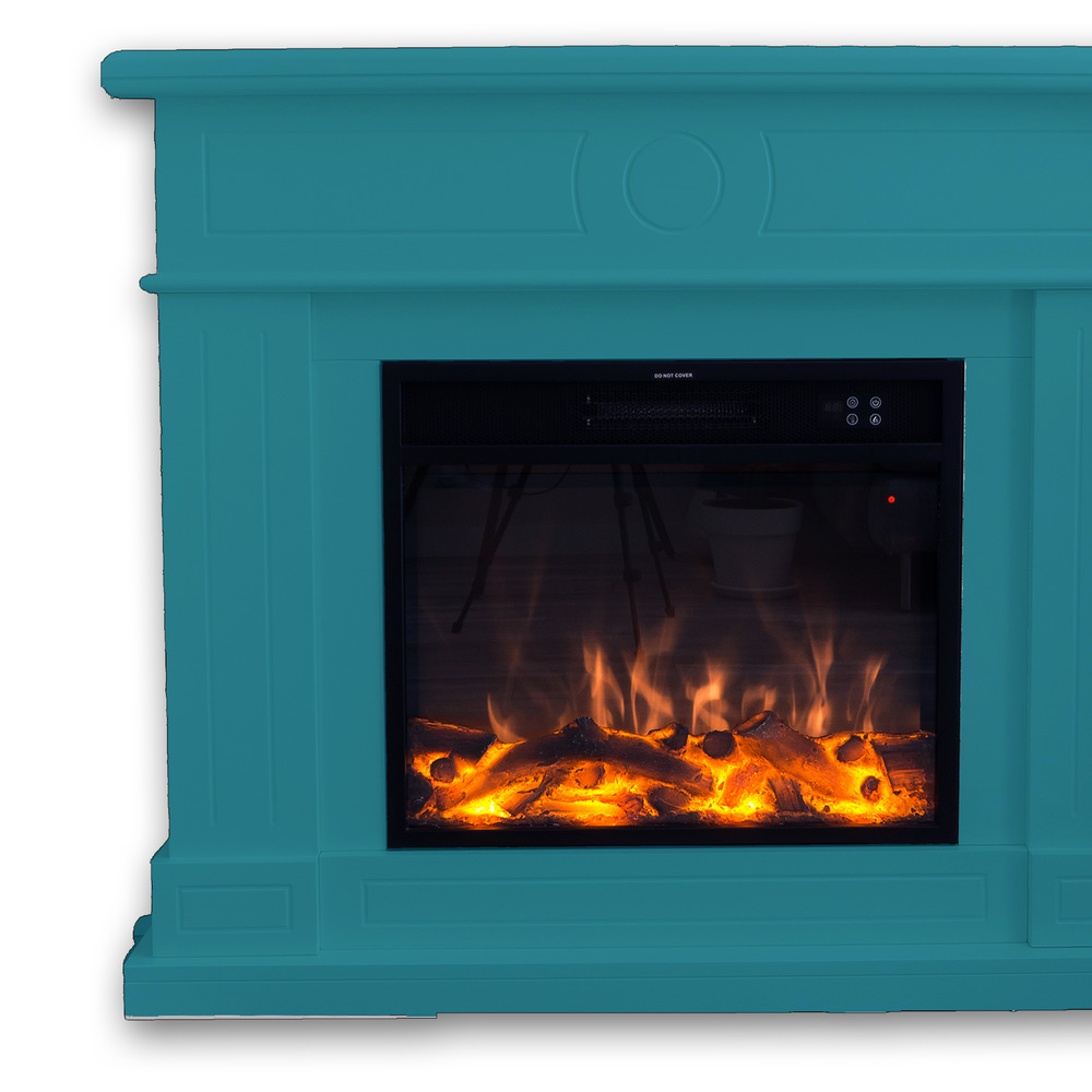Cheminee murale 1500w caminetto fuego omar turquesa