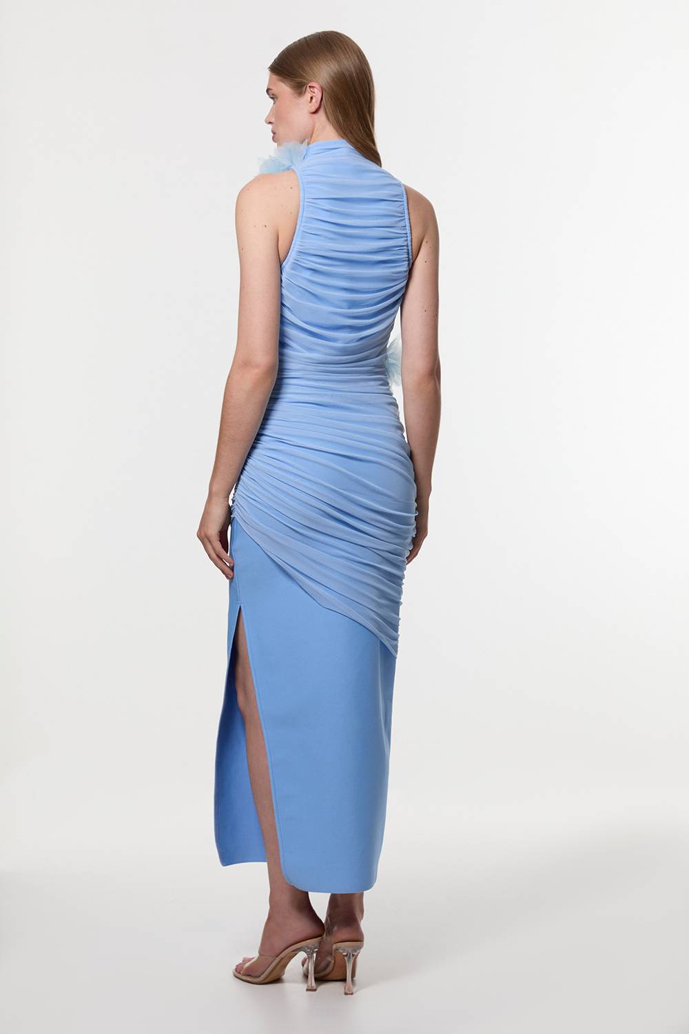 KarenMillen Robe Maxi Tricotée à Effet Bandage et Tissu Froncé