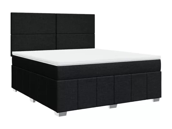Sommier à lattes de lit avec matelas Noir 180x200 cm Tissu