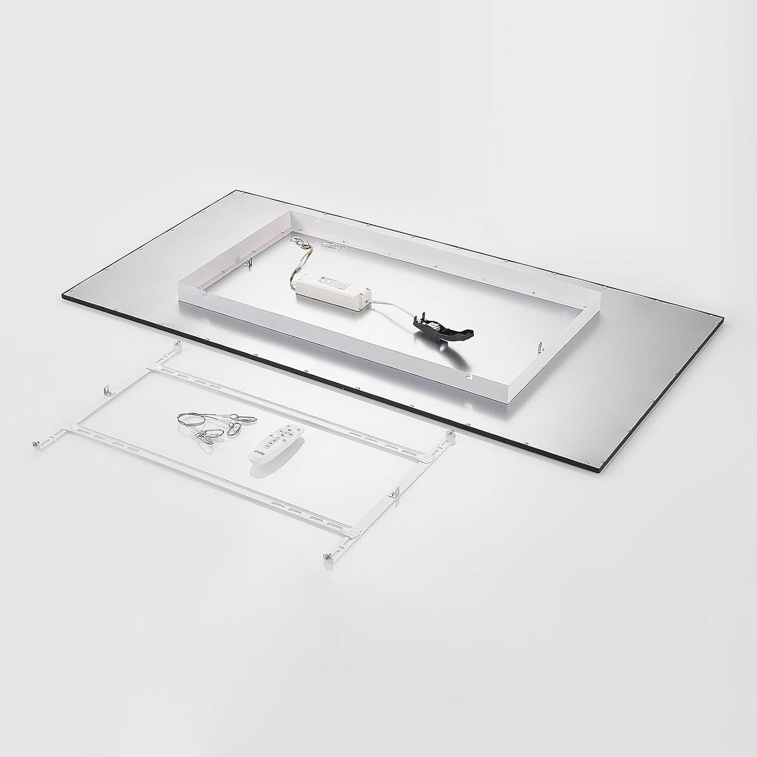 Lindby LED Panel Nelios dimmbar mit Leselampe (Modern) in Schwarz aus Aluminium (1 flammig,) - Bürolampe Deckenlampe Deckenleuchte Lampe Wohnzimmerleuchte