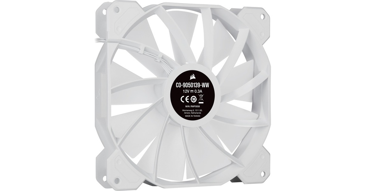 CorsairiCUE SP140 RGB ELITE Performance + Lighting Node CORE case fans  (Wit, 2 stuks, 140 x 140 x 25 mm, PWM)