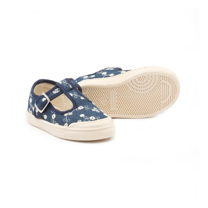Pèpè Baskets Fleurs Broderies | Bleu marine