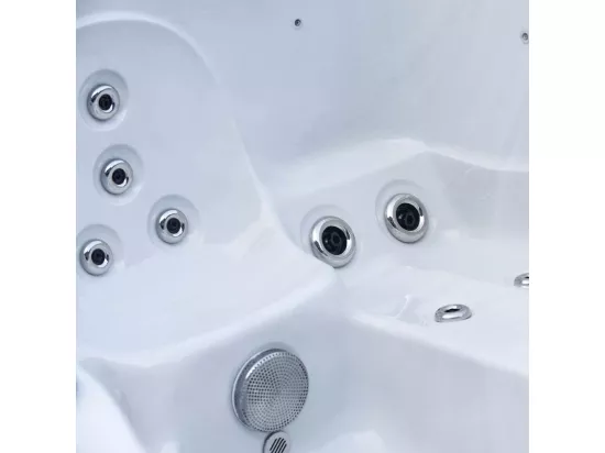 Spa rigide gris et blanc marbré jets et leds Ornella (5 places dont 2 allongées)