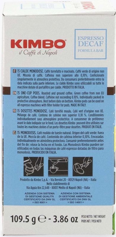 Kimbo - Espresso Decaffeinato - Koffiecups - 15 E.S.E. pods