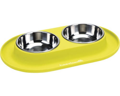 Beeztees Dinerset siliconen kom, 175 ml, 31x19 cm, geel