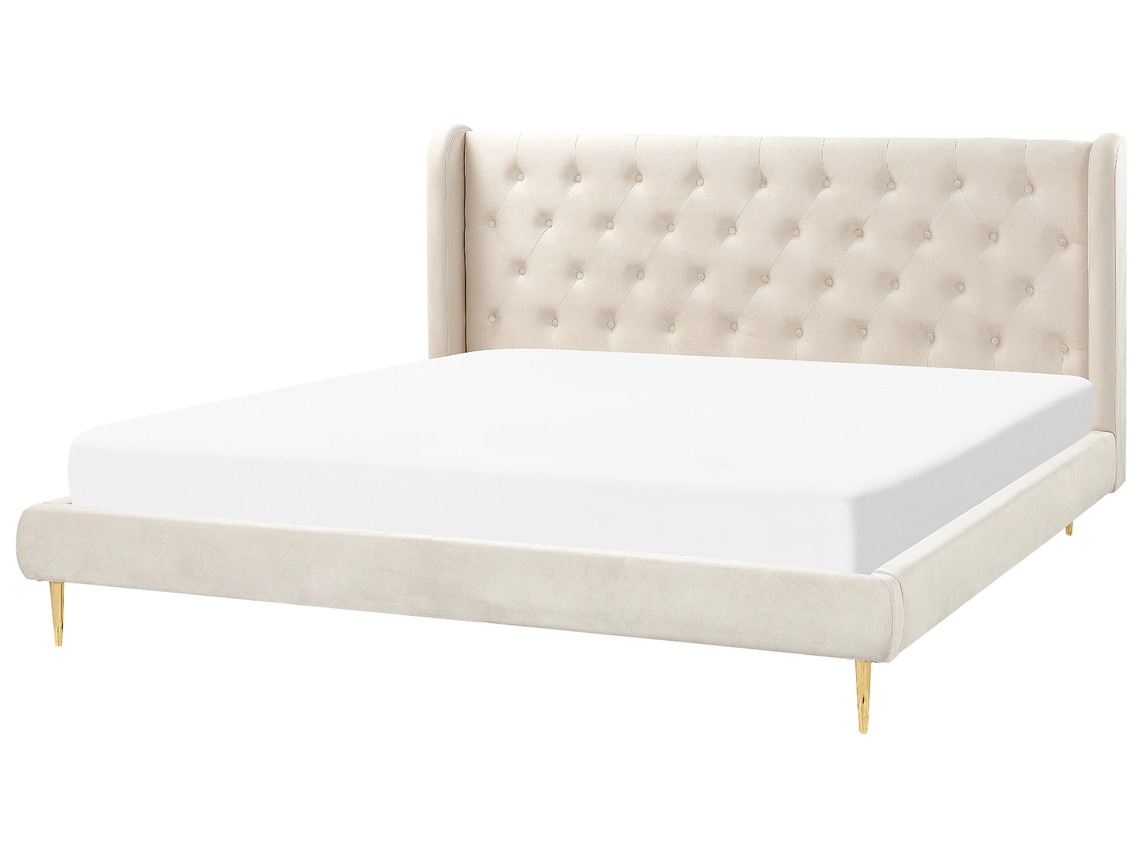 Bed Fluweel FORBACH 180 x 200 cm Beige