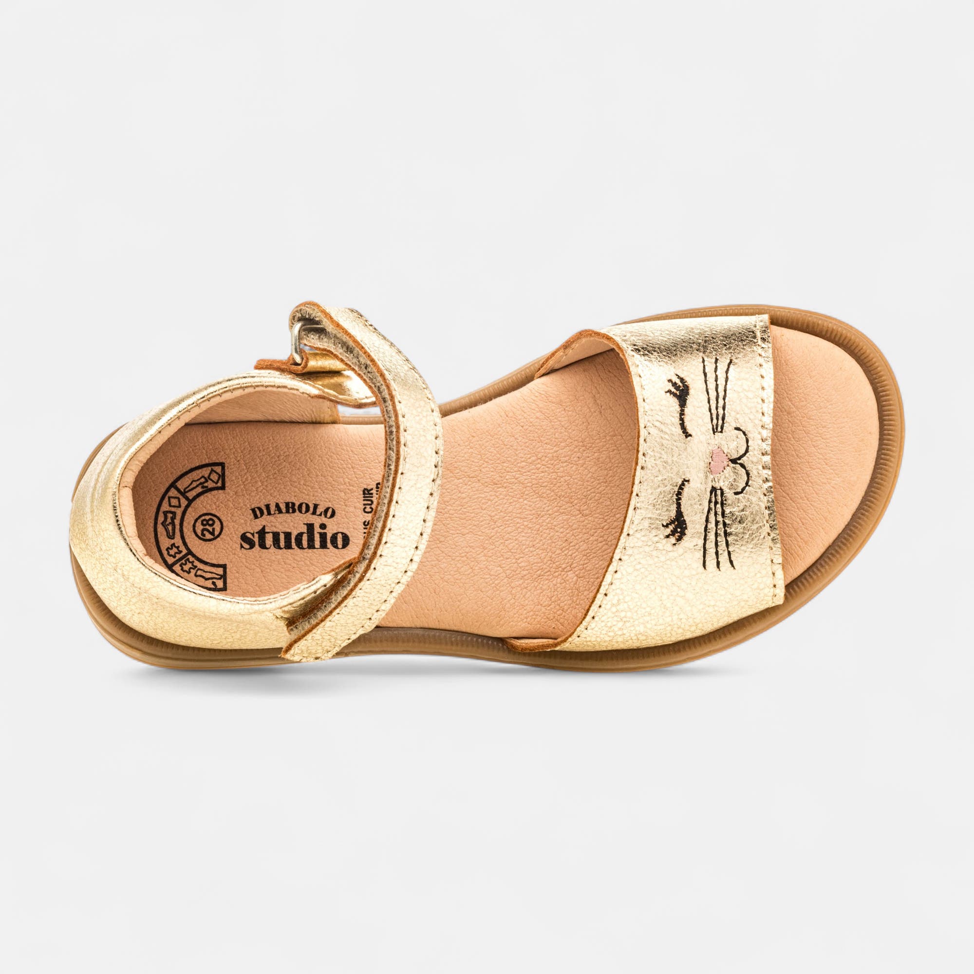 Nu-pieds Fille en cuir or