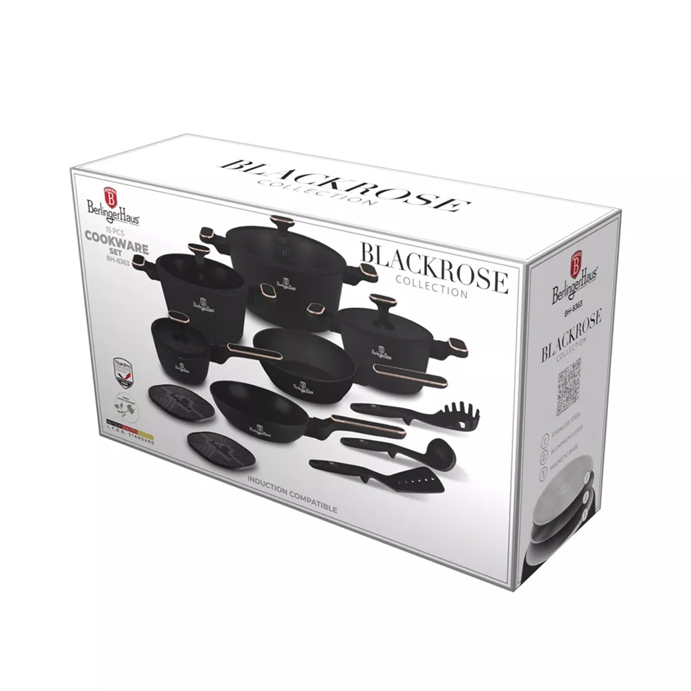 Berlinger Haus 15-teiliges Kochgeschirr-Set PRO Black Rose Collection
