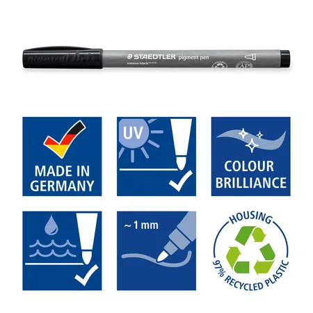 STAEDTLER® pigment pen 376 - intensiv schwarz, 2-teilig