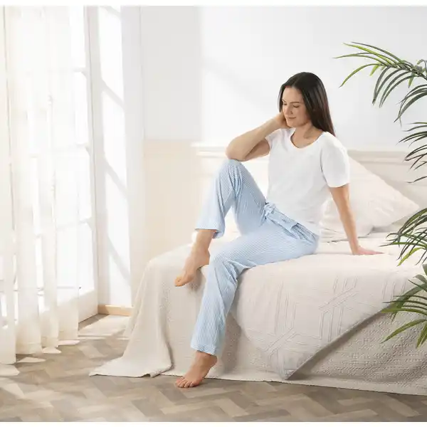 Pyjama 2-teilig, hellblau-weiß Gr. L
