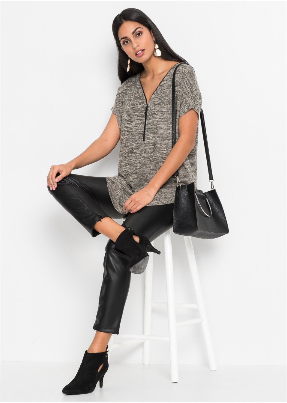T-shirt oversize à fermeture zippée