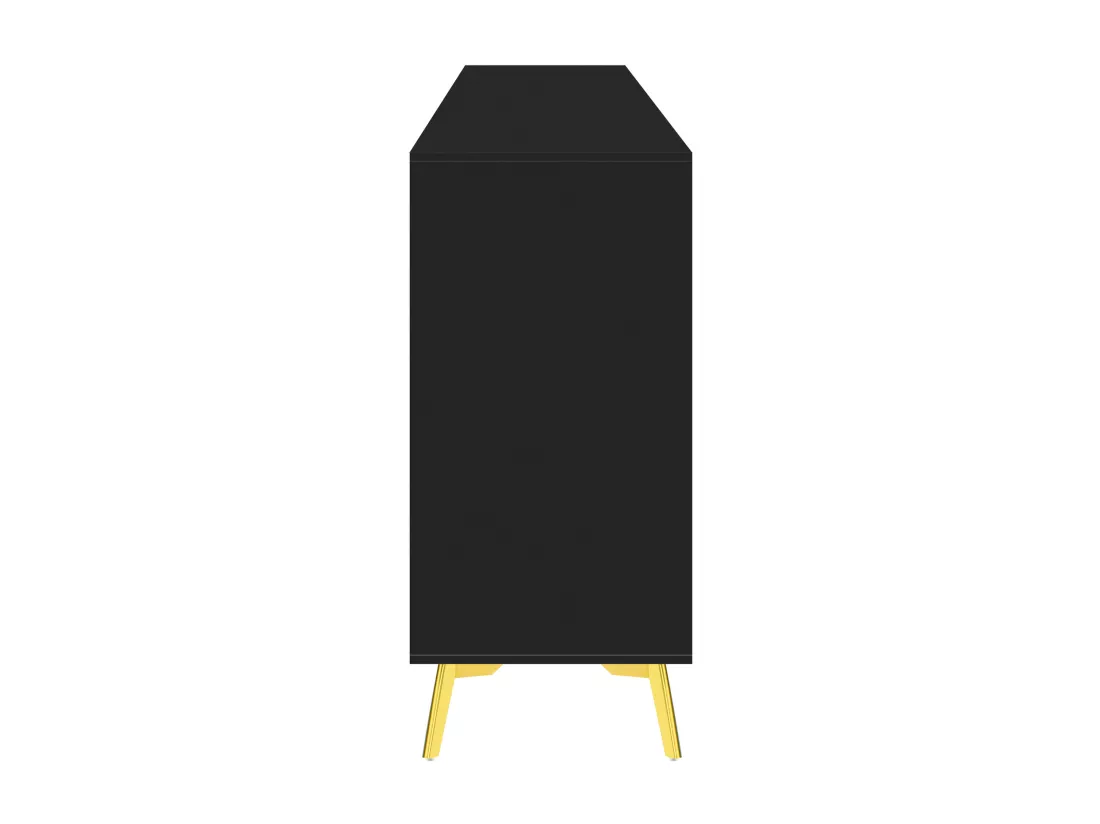 Buffet noir 4 portes 4 tiroirs avec poignées et pieds dorés 140*37,8*82cm CHADDANS