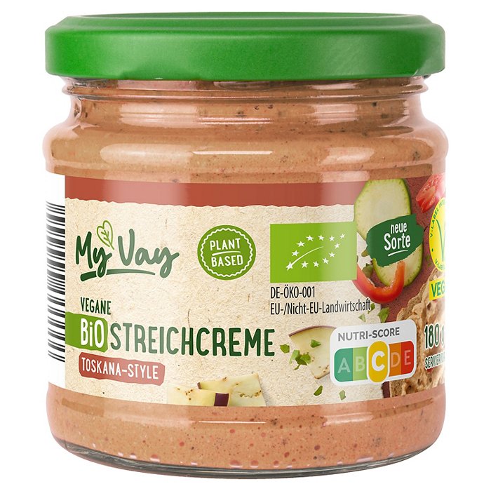 MY VAY Bio Vegane Streichcreme 180g, Toskana