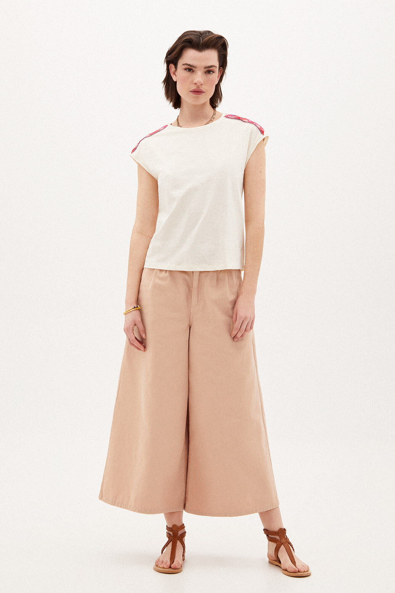 Marina Camiseta com abalorios - Bege