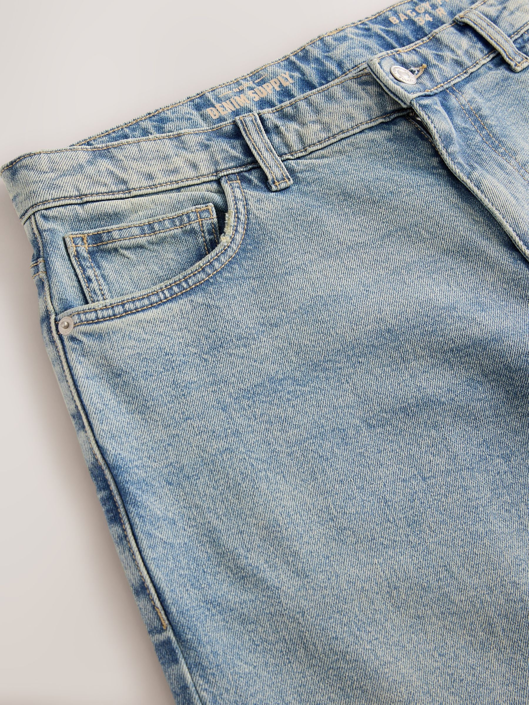 Lichtblauw - Baggy pasvorm - Vintage wash denim jeans