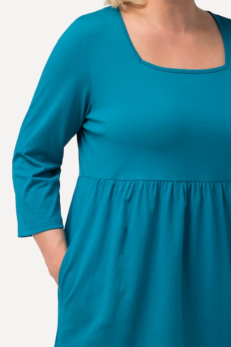 Longshirt, A-Linie, Carree-Ausschnitt, 3/4-Arm