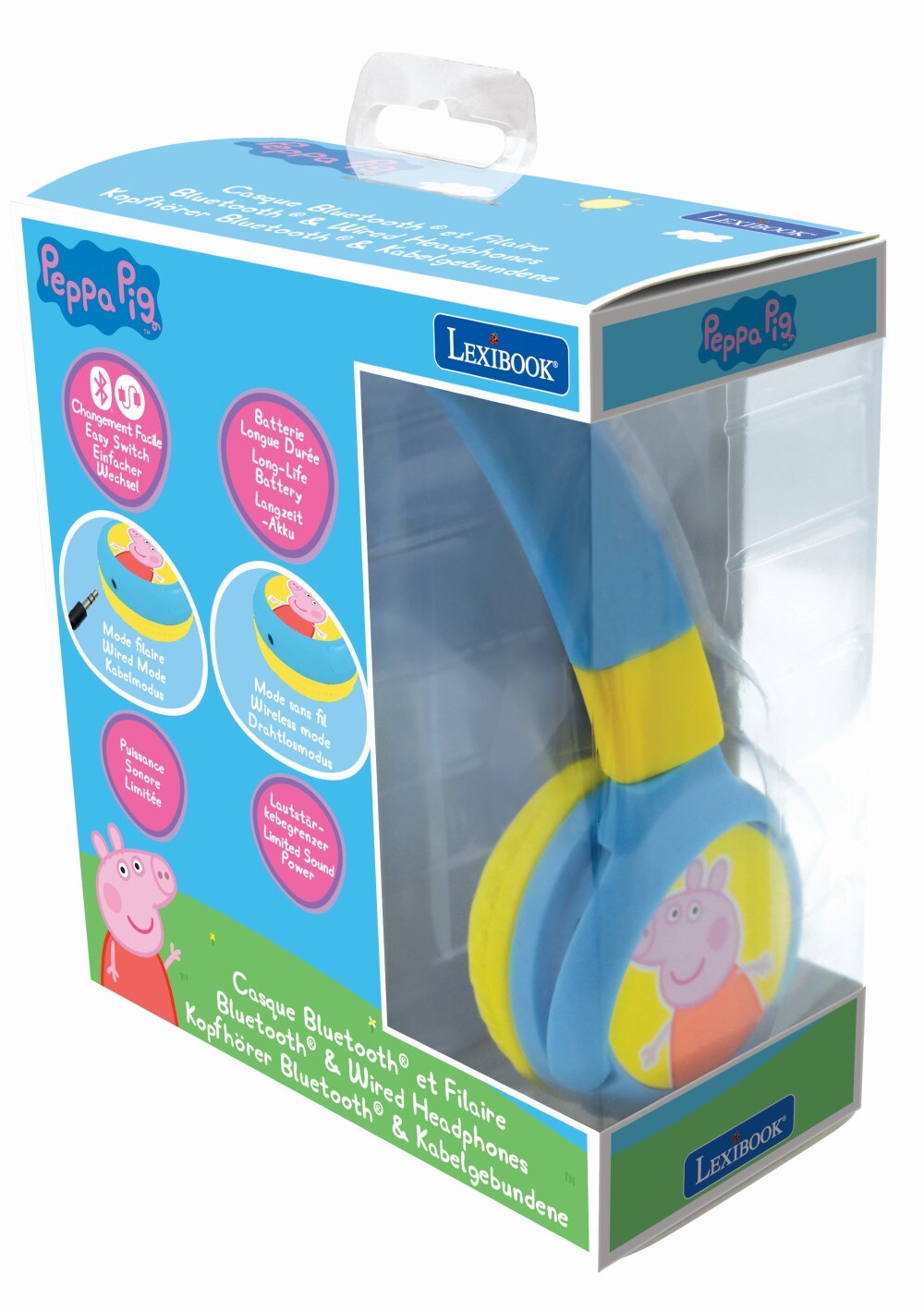 Faltbare Kopfhörer Peppa Wutz 2in1 Bluetooth® und Kabelanschluss
