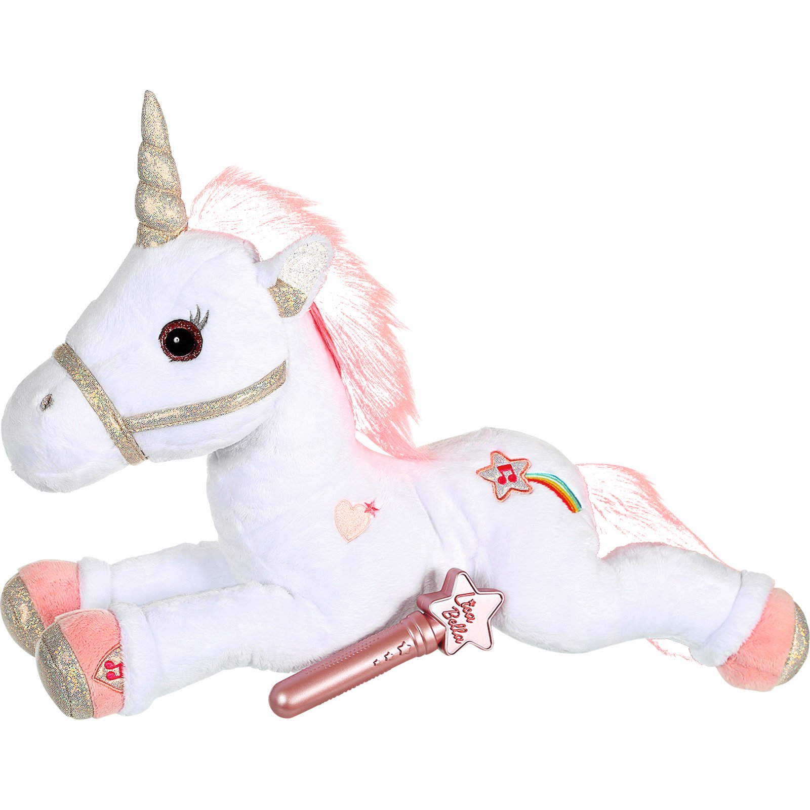 Einhorn 35cm mit Zauberstab, Licht&Sound