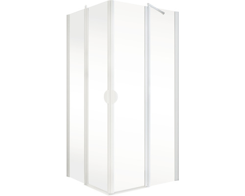 Hoekdeur met draaideur Schulte Lugano 80x80 cm helder glasprofiel kleur alpinewit