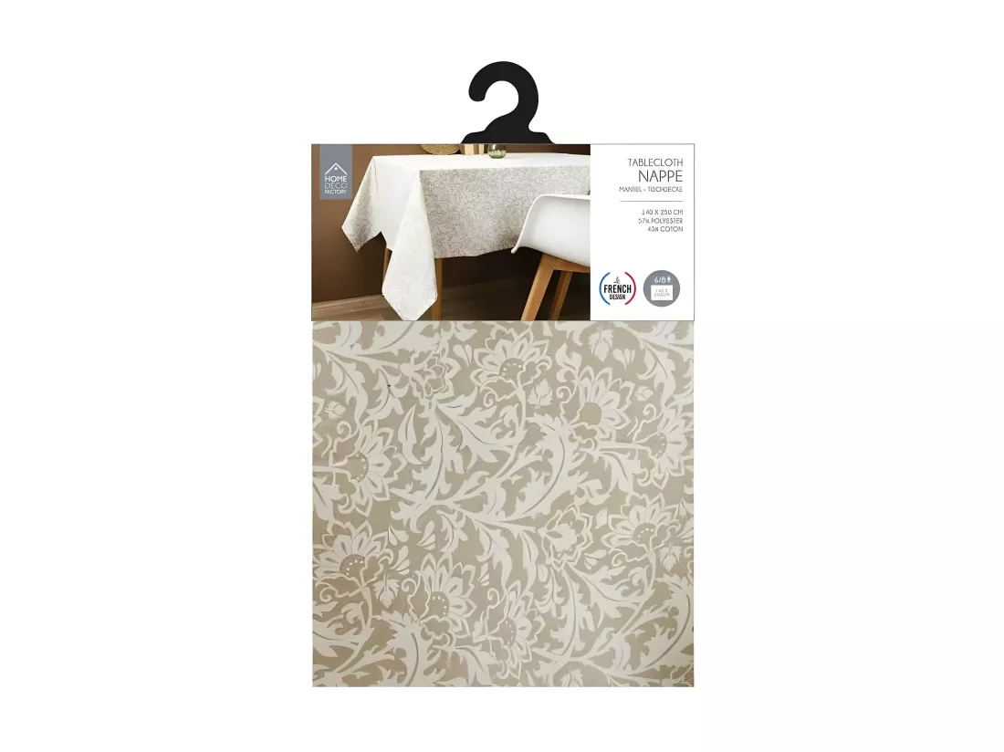 Nappe en coton imprimé 140 x 250 cm Feuillage
