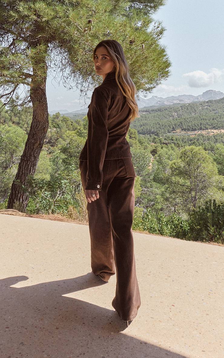 Dark Chocolate Jean Droit Taille Haute En Denim