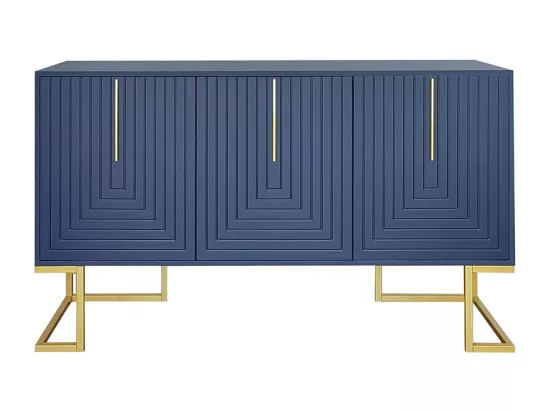 Dressoirs d'entrée Buffet de salle à manger à trois portes avec étagères réglables bleu