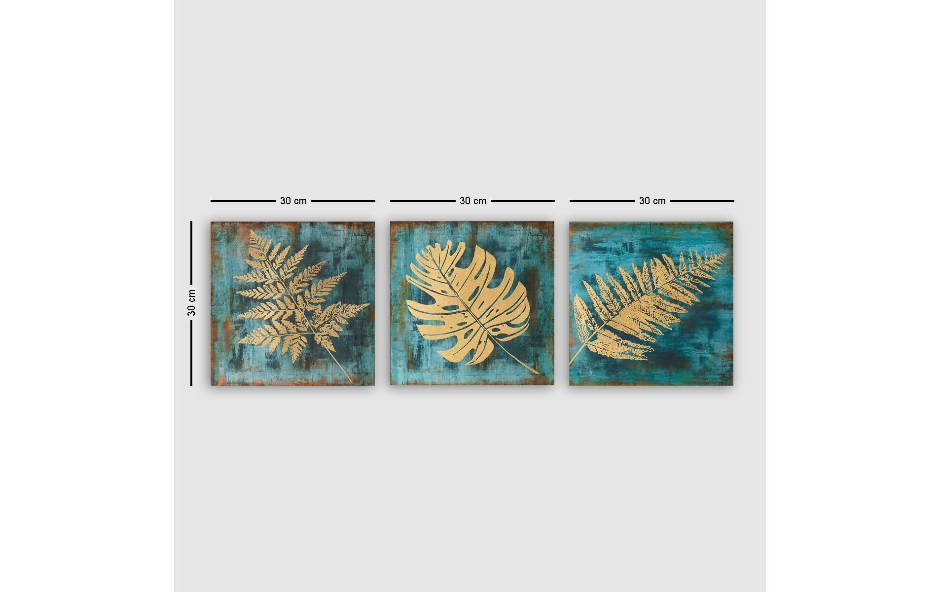 Bild Blätter 3 Stück, 30 x 30 cmDekorative Wandmalerei