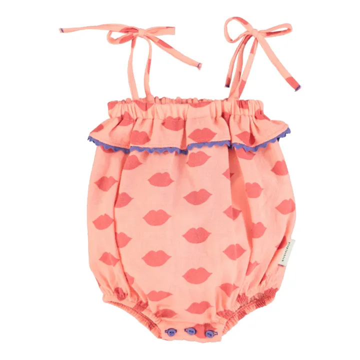 Piupiuchick Barboteuse Lips Gaze de Coton Bio | Rose pêche