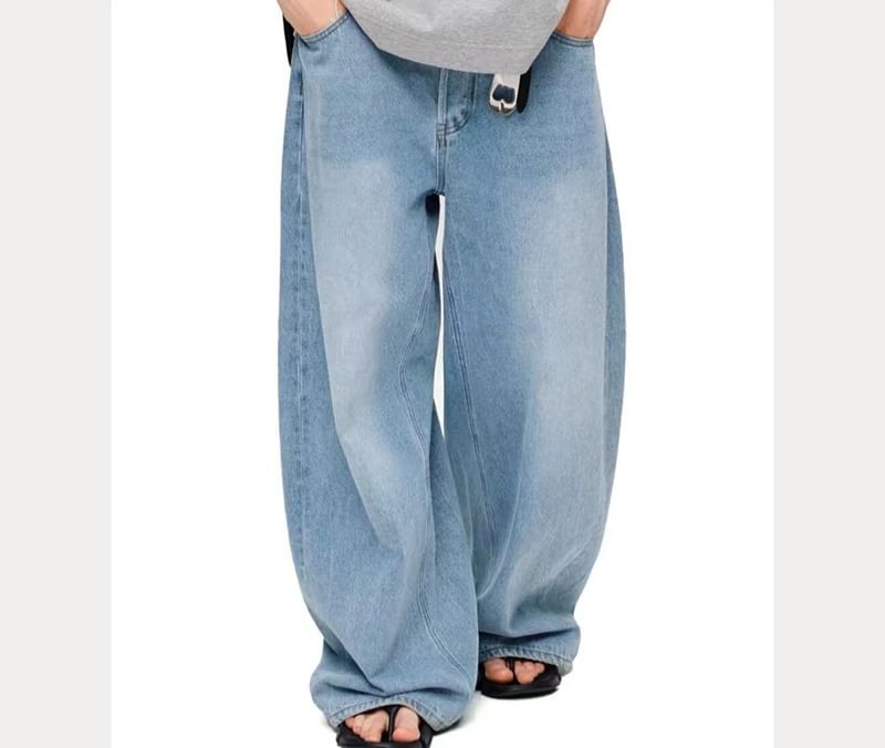Cowpow - Mid Rise Washed Wide Leg Jeans