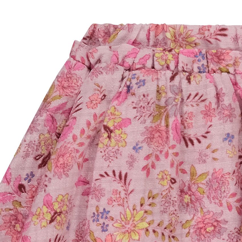 Jupe patineuse imprimé fleuri pour fille - Rose