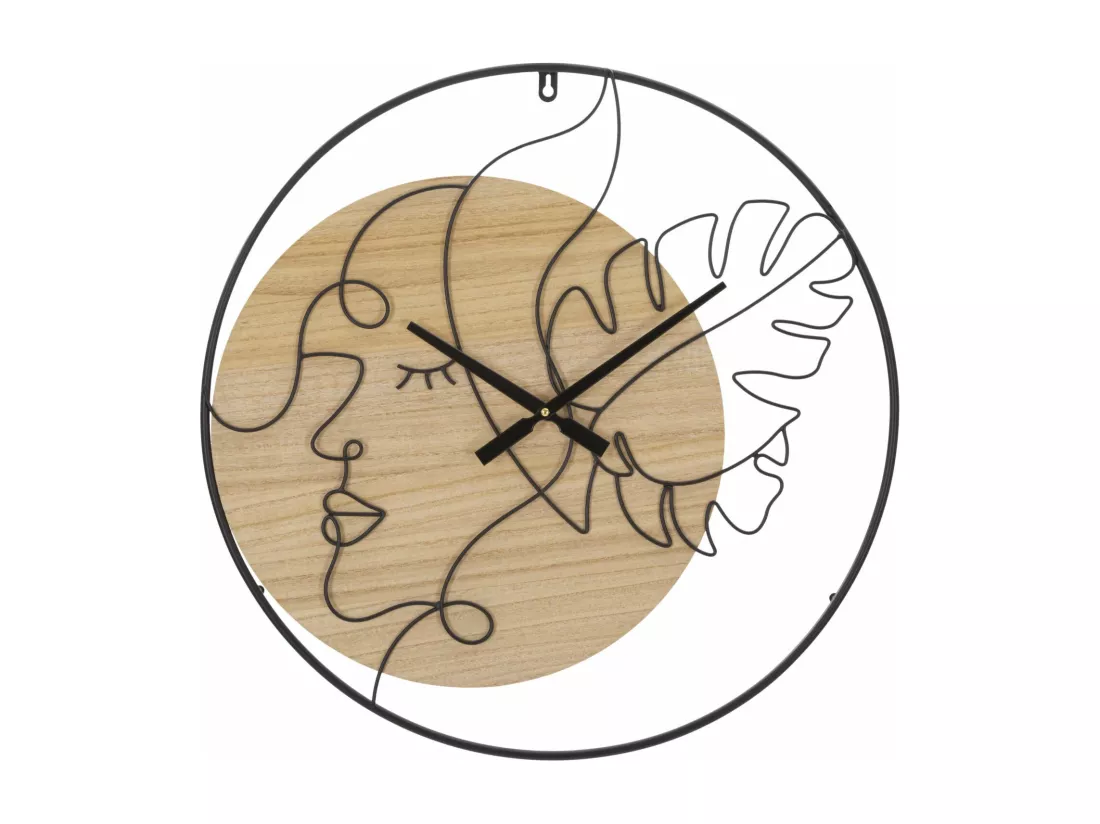 Horloge Murale Elegant -B- Design Artistique en Métal et Bois - Diamètre 60 cm, Épaisseur 2 cm