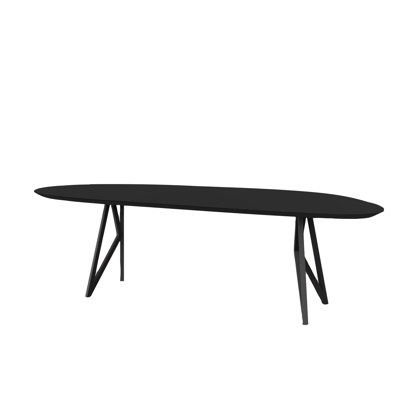 Studio HENK tafel Butterfly Blob - zwart frame, HPL Fenix nero ingo 240 x 100 | HPL Fenix Nero Ingo | Verjongde Rand | Frame Zwart