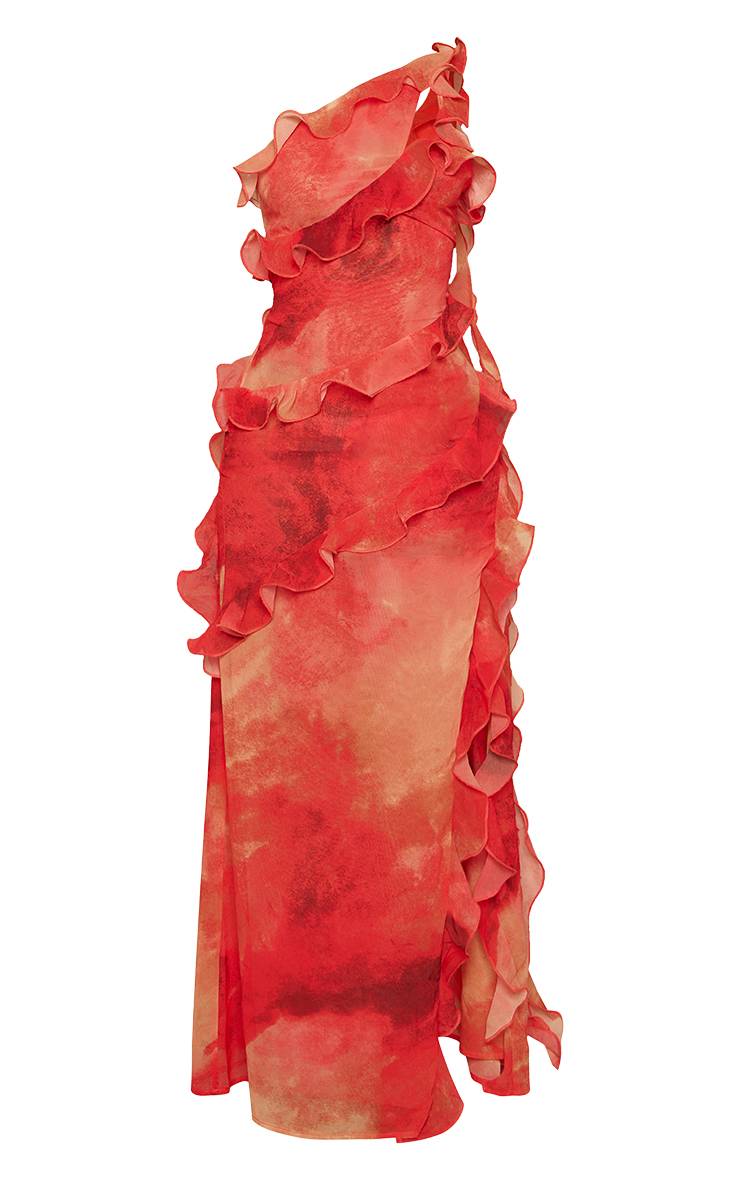 Multicolore Robe Longue Petite En Mousseline À Détails De Volants