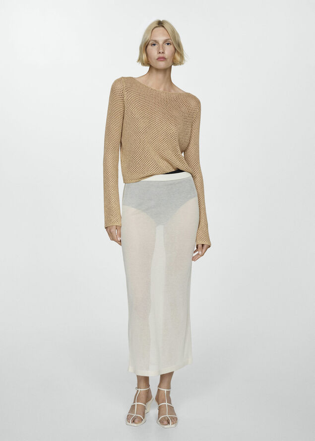 MANGO Openwork lurex sweater Gold