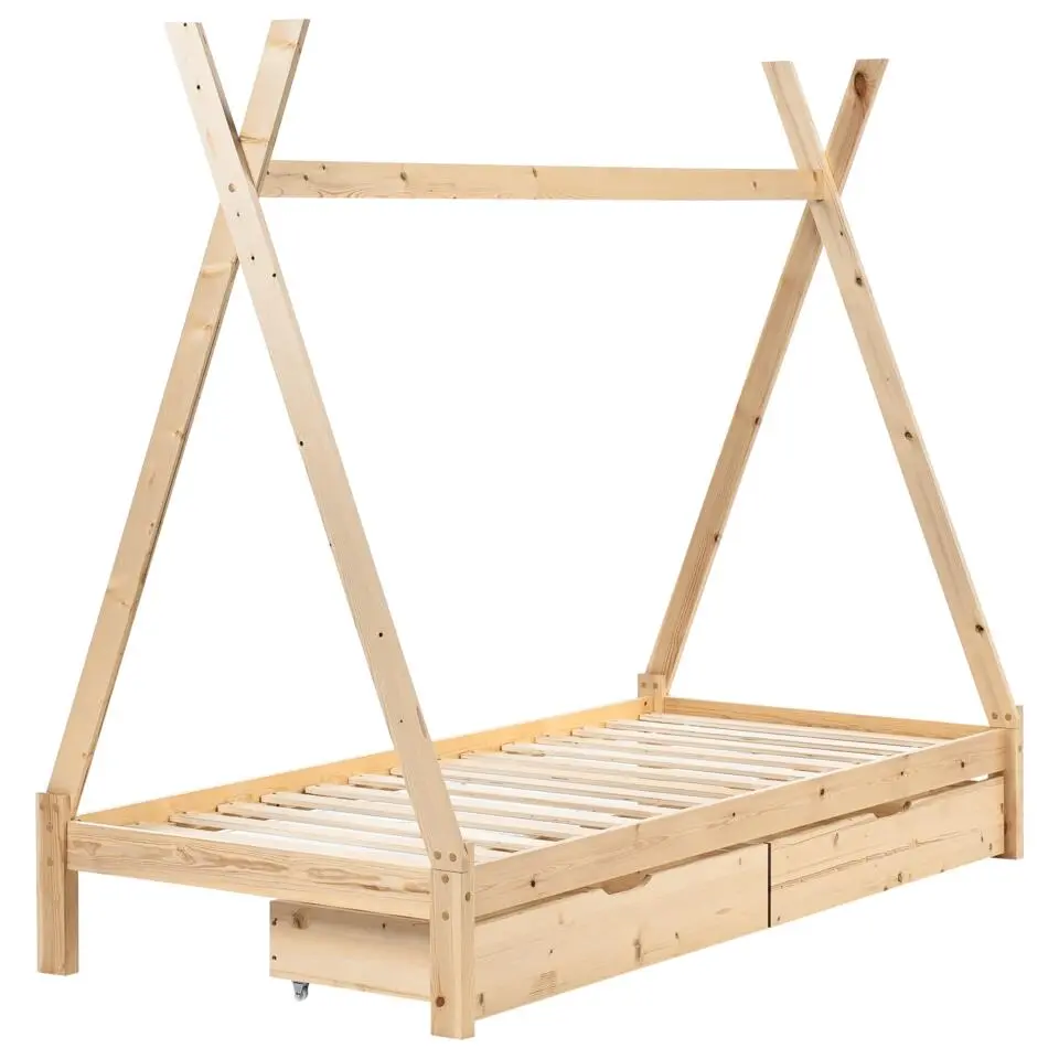 DEVAY - Kinderbed - Lichtbruin - 90 x 200 cm - Dennenhout