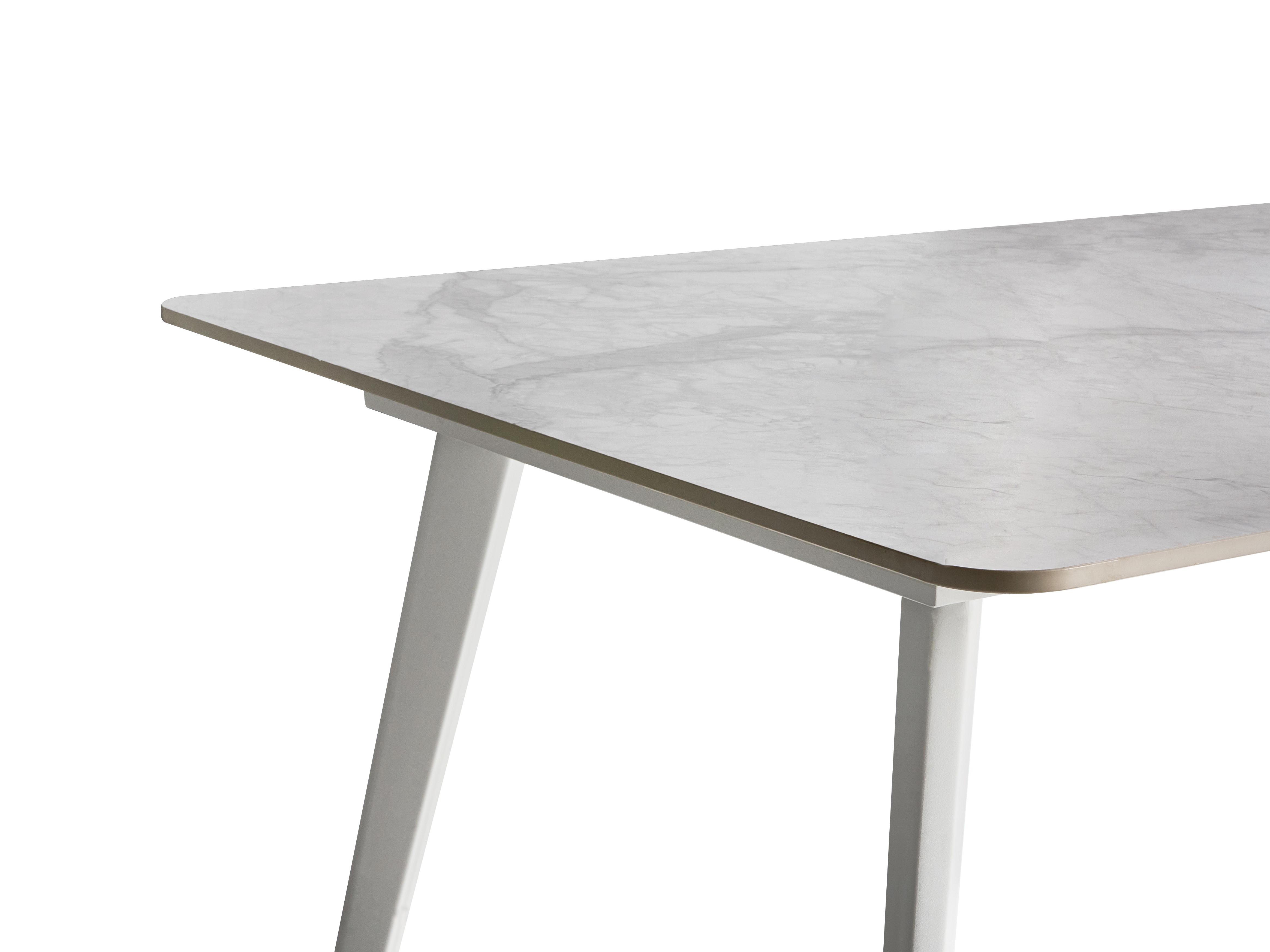 Tuin eettafel RODALLO 160 cm 90 cm Steen Wit marmer