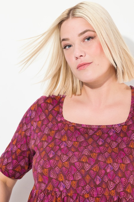 Jerseykleid, Mustermix, Carree-Ausschnitt, Halbarm