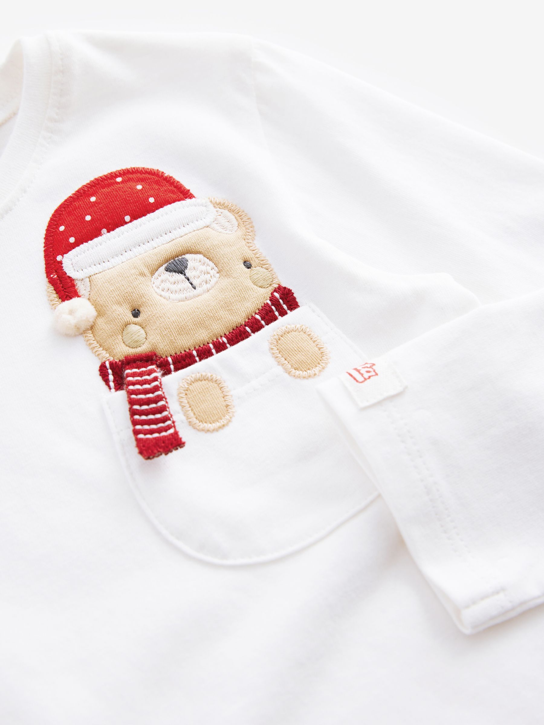 Ecru kerstbeer - 100% katoenen T-shirt met lange mouwen (3mnd-7jr)