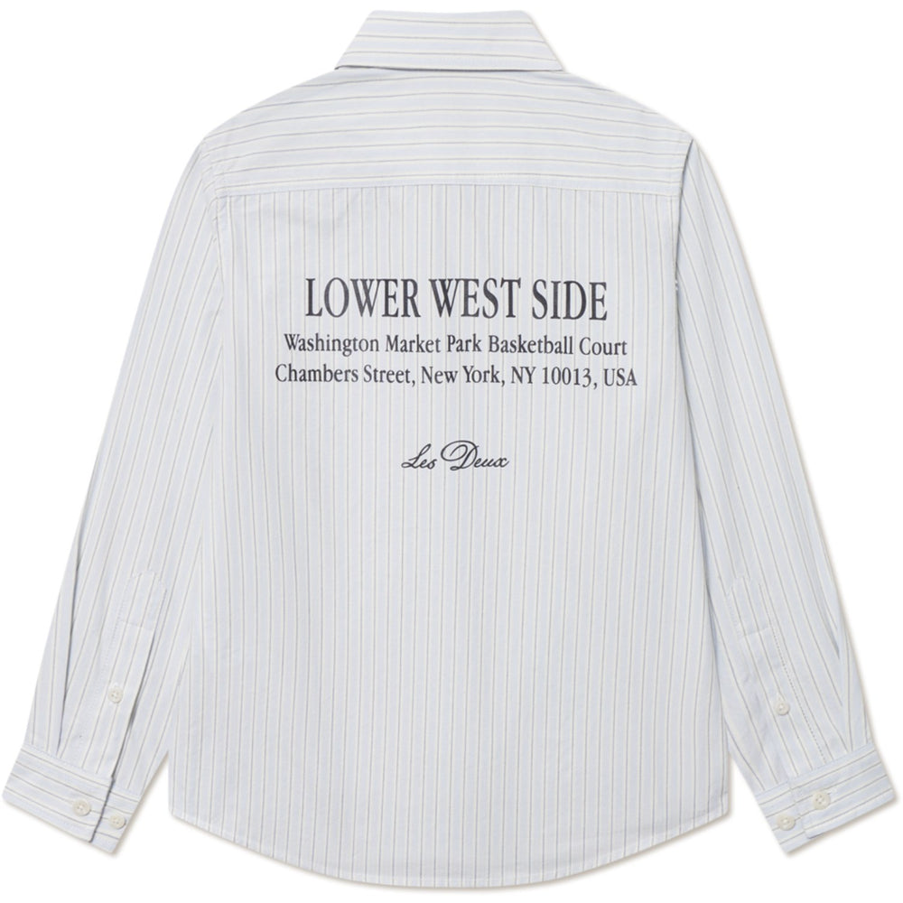 Køb Les Deux Kids Xenon Blue Kent Print Stripe Poplin Skjorte KIDS
