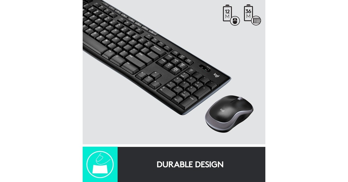 LogitechWireless Combo MK270, desktopset  (Zwart, EU lay-out (QWERTY), Rubberdome)