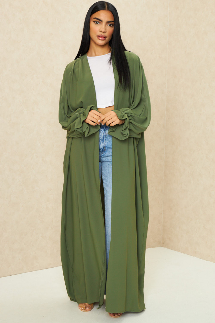Kimono long ouvert kaki