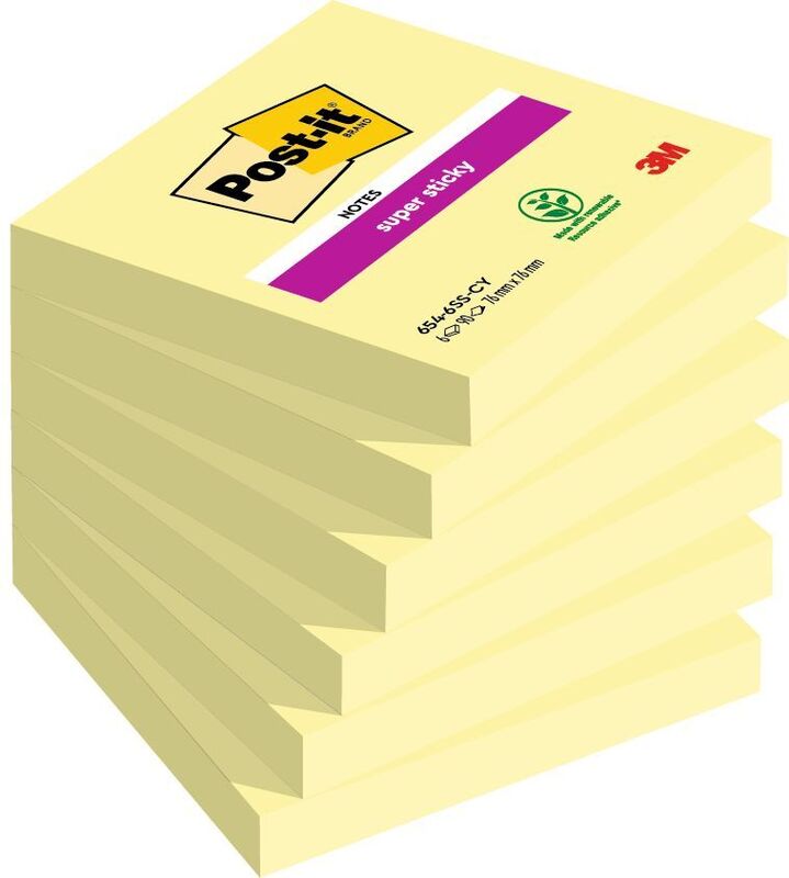 Post-it Haftnotizen Super Sticky, 76 x 76 mm, 6 x 90 Blatt