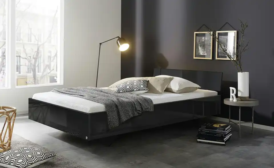 Futonbett Phoenix Grau, Hochglanz 120 cm