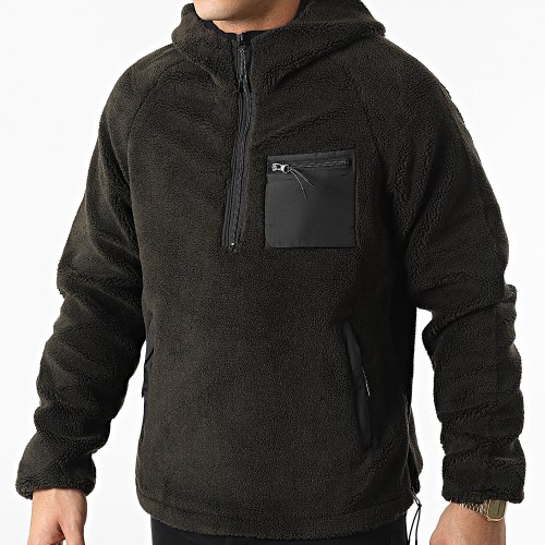 Veste Col Zippé Capuche Polaire 242 Vert Kaki