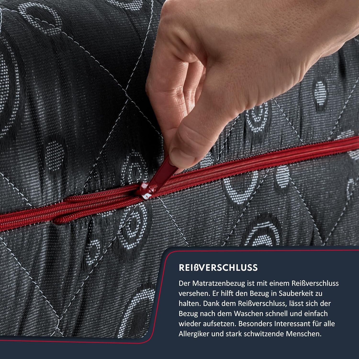 FDM Black MAX Matratze 180x200 cm Kaltschaum Taschenfederkern Höhe 28 cm Härtegrad H3 Latex Kokos Visco-Schaum Öko-Tex Allergikergeeignet Jacquard Bezug waschbar